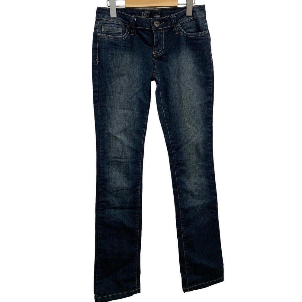 Bongo Jeans Womens Blue Denim Dark Wash Low Rise Straight Leg Y2K Vintage Sz 5‌‌